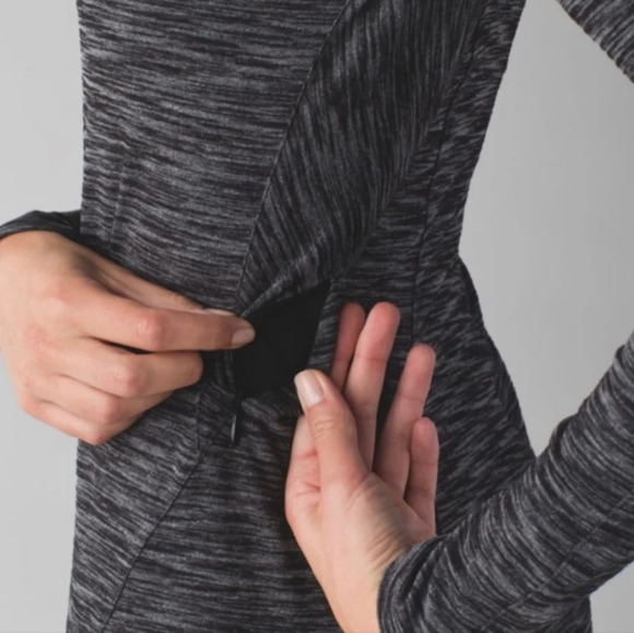 Lululemon &Go Everwhere heathered Black Stretchy Dress Sz 6 pocket Long Sleeve - Picture 4 of 9